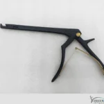 Left side close up view of black coated detachable Kerrison rongeur spine surgical tool by Xtreem Invent