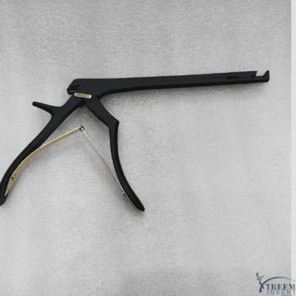 Right side close up view of black coated detachable Kerrison rongeur bone cutting instrument by Xtreem Invent