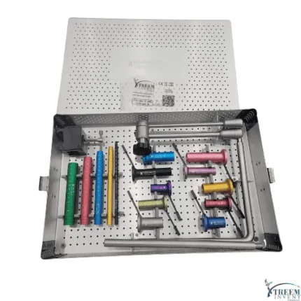 Orthopedic intramedullary nailing instrument kit tray with color coded targeting sleeves and surgical guides by Xtreem Invent