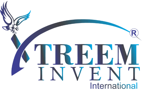 Logo for TREEM INVENT International, featuring a stylized blue eagle over an upward swoosh that arcs above the company name. The text incorporates blue and purple gradients, with International in smaller blue font.