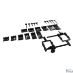 Black anodized McCulloch lumbar retractor system frame blades and hooks component layout by Xtreem Invent