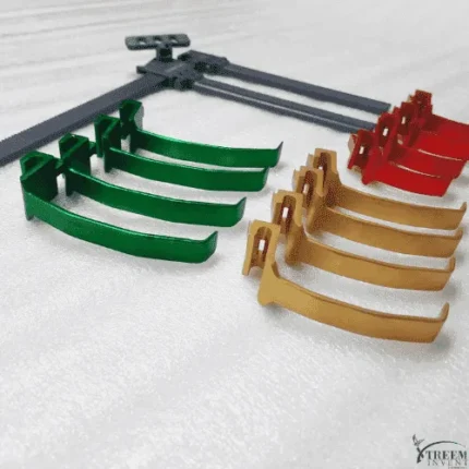 Color coded aluminum radiolucent super slide retractor blades and distraction frame component layout by Xtreem Invent
