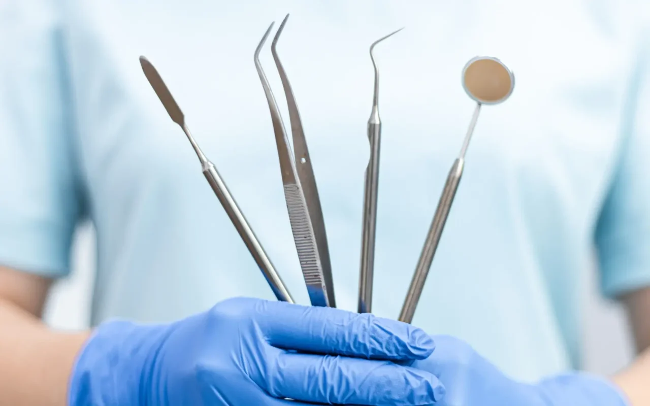 Close-up of high-grade surgical instruments showcasing ergonomic design and premium metallic finish.