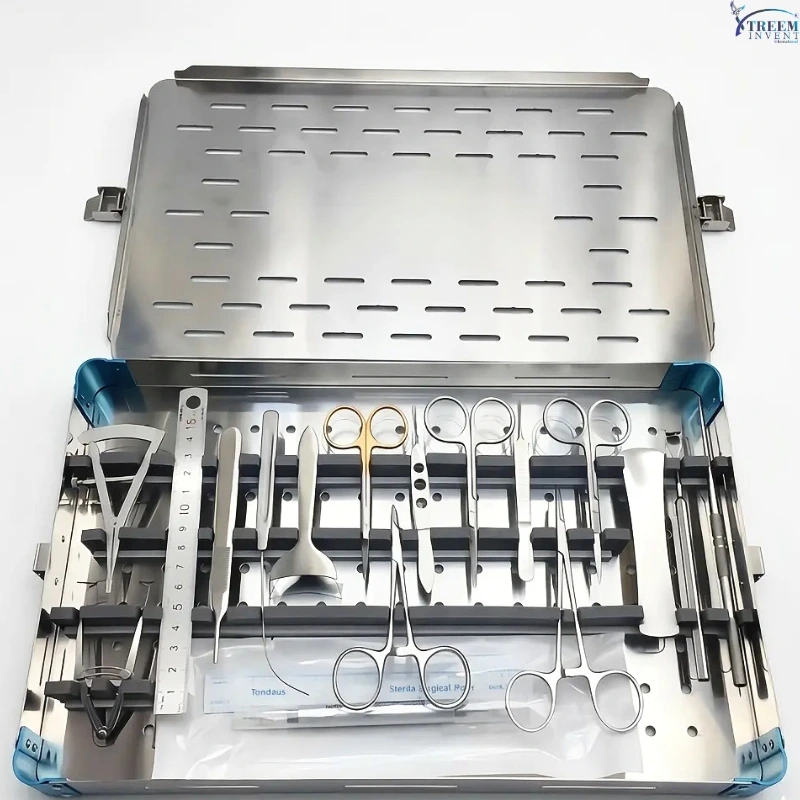 49 Basic Ophthalmic Eye Microsurgery Surgical Instruments Kit with Sterilization Box - Image 1