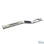 Stainless steel Xtreem orthopedic bone lever retractor with a curved shaft, central slot, and a windowed fork tip, isolated on a white background.